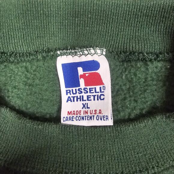 Vintage Russell Athletics Sweatshirt XL Green Crewneck 90s USA Boxy Essential - Picture 4 of 8